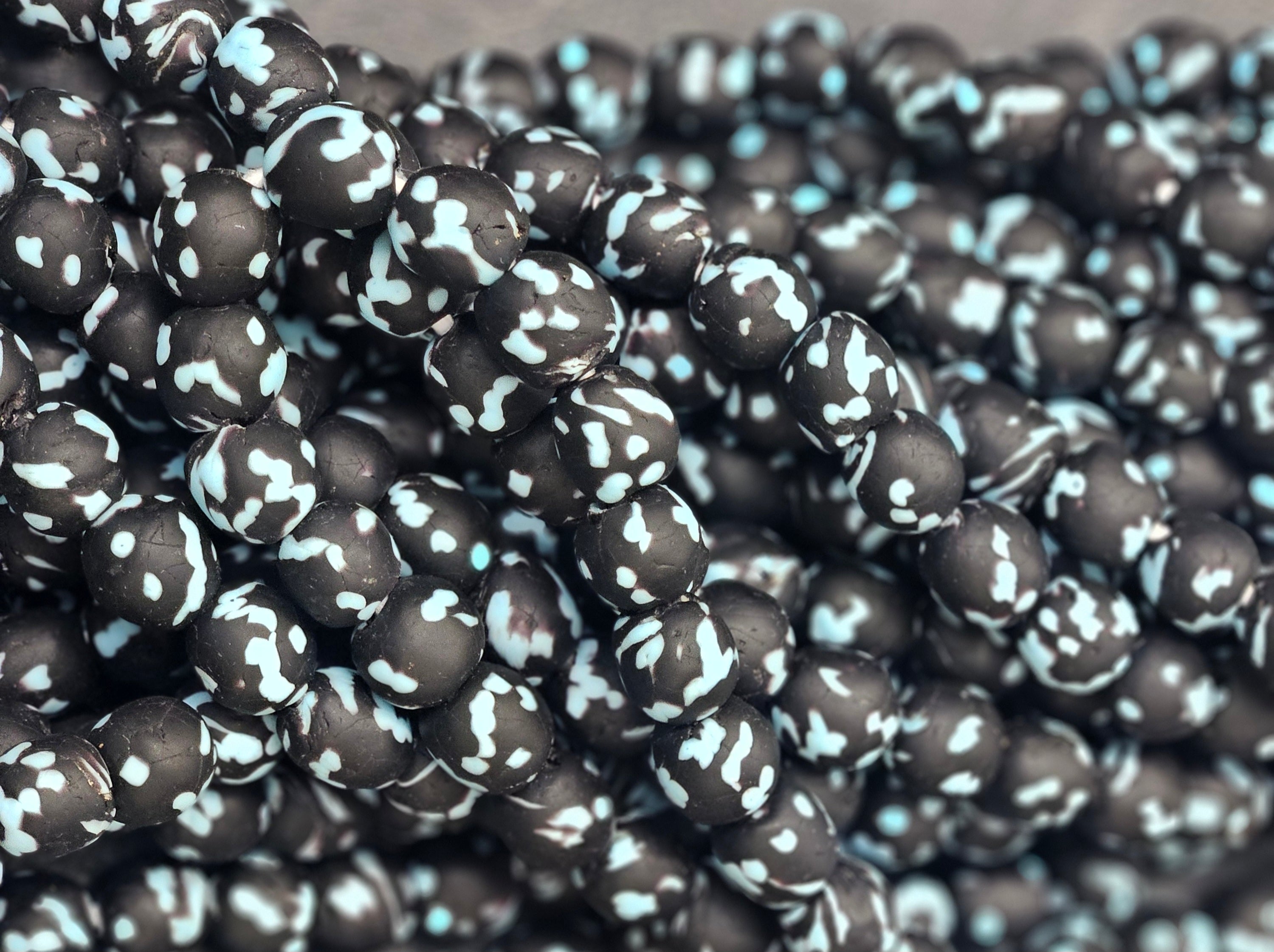 fused african recycled glass round beads #3518 detail view