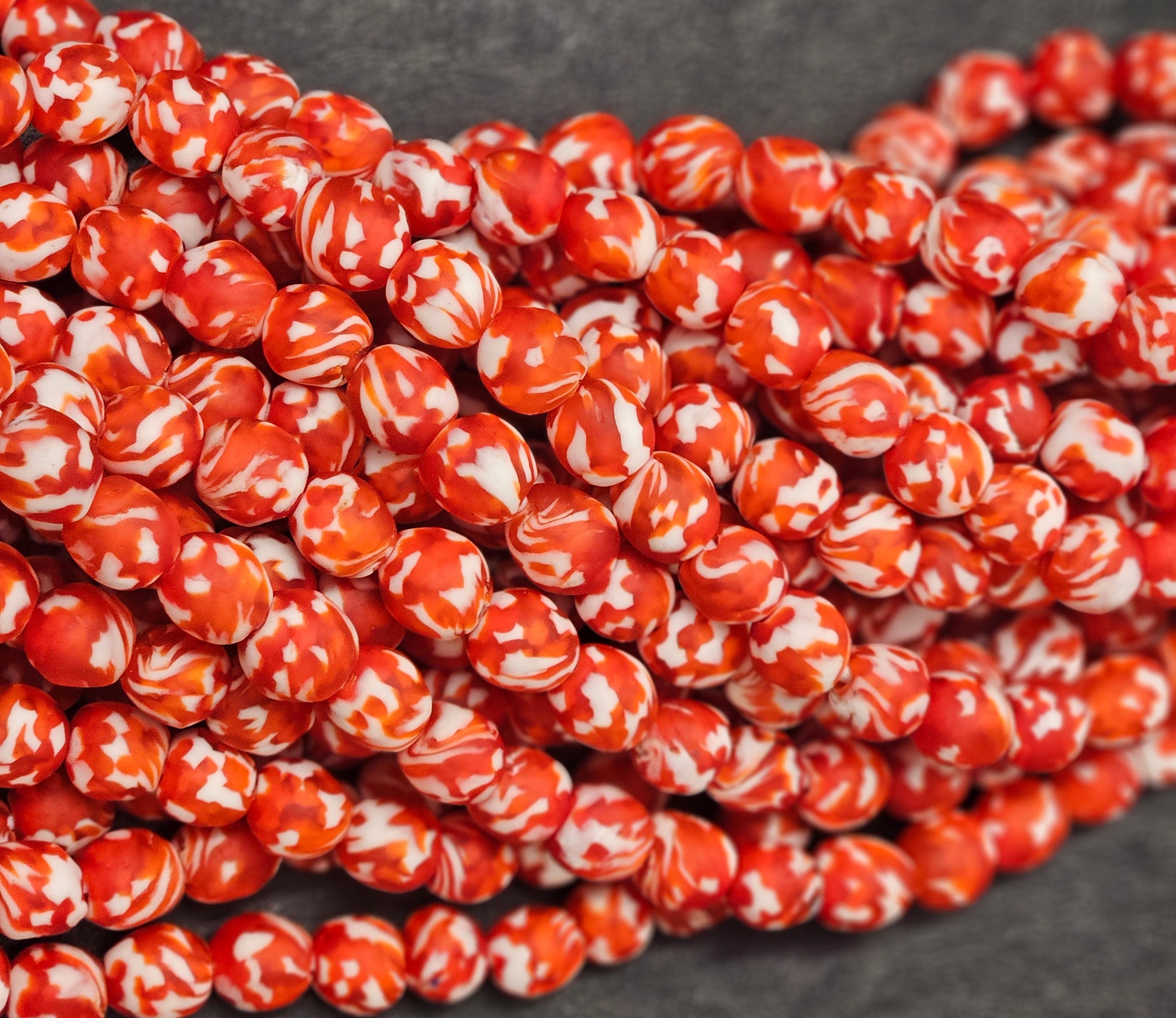 fused african recycled glass round beads #3519 side view