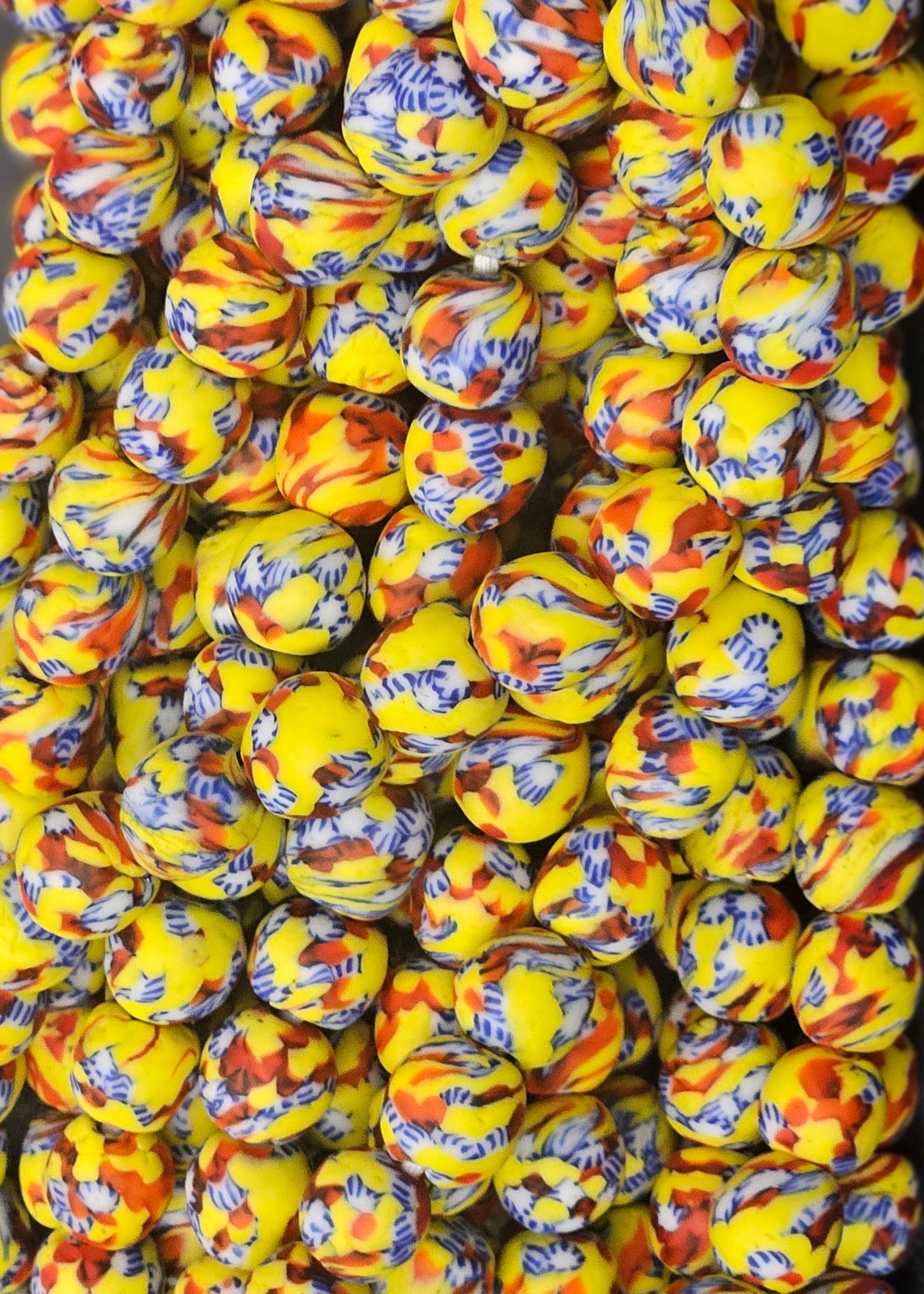 fused african recycled glass round beads #3516 side view