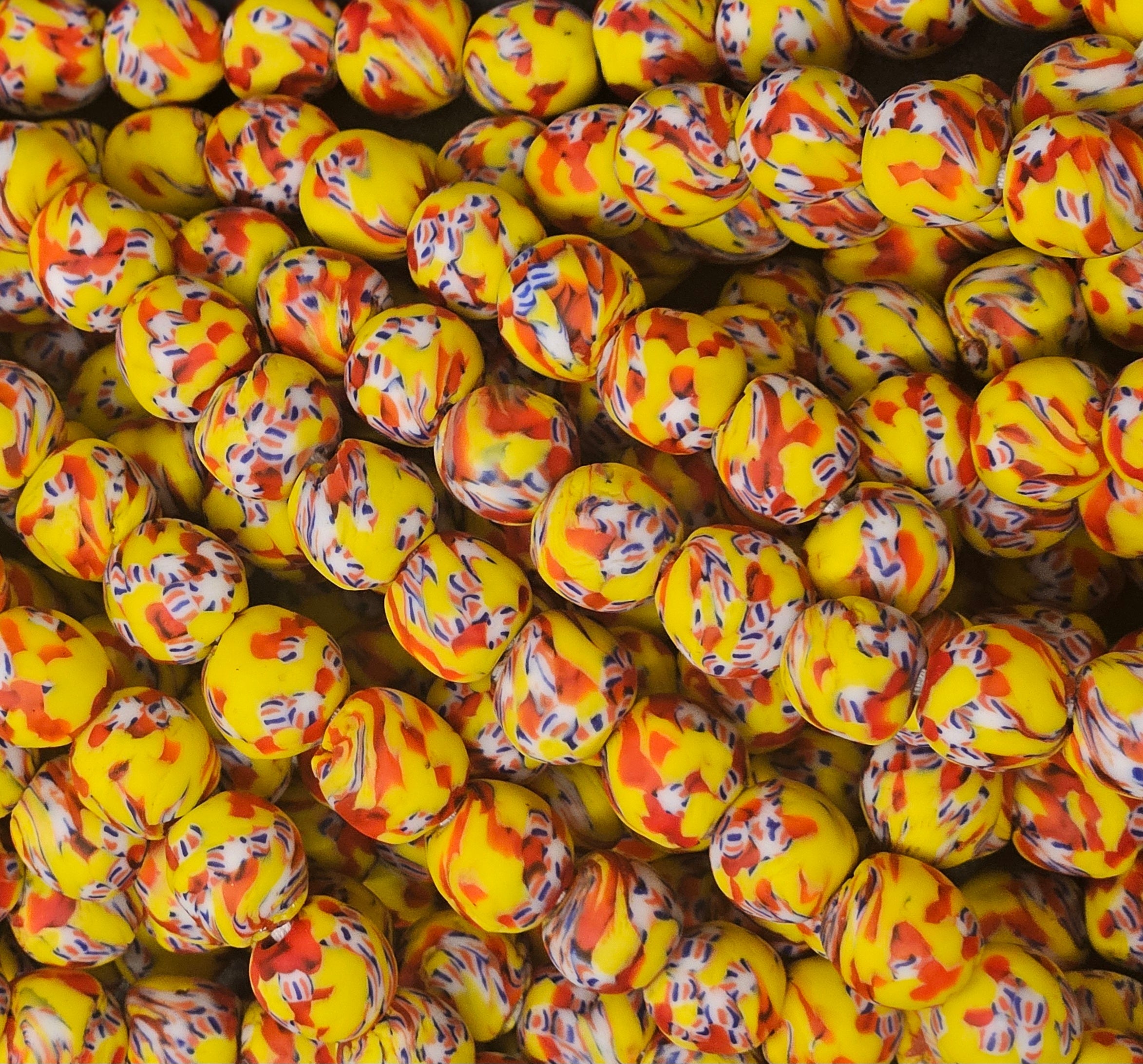 fused african recycled glass round beads #3513 texture view