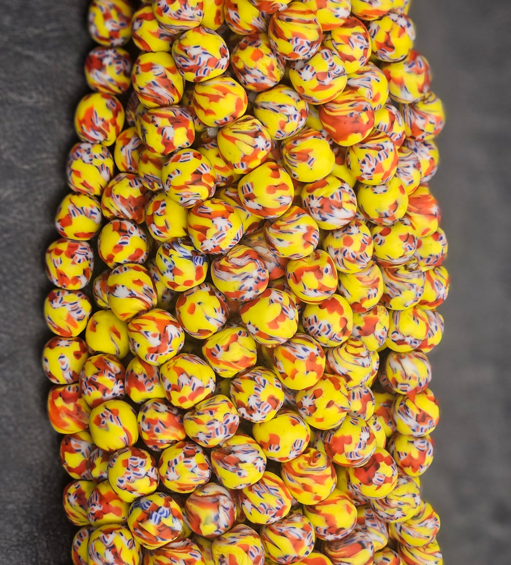 fused african recycled glass round beads #3513 side view