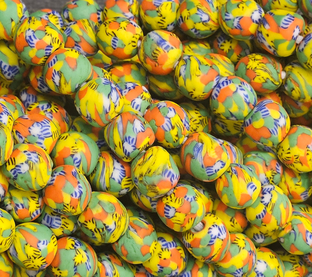 fused african recycled glass round beads #3510 side view