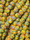 fused african recycled glass round beads #3510 yellow gold strand