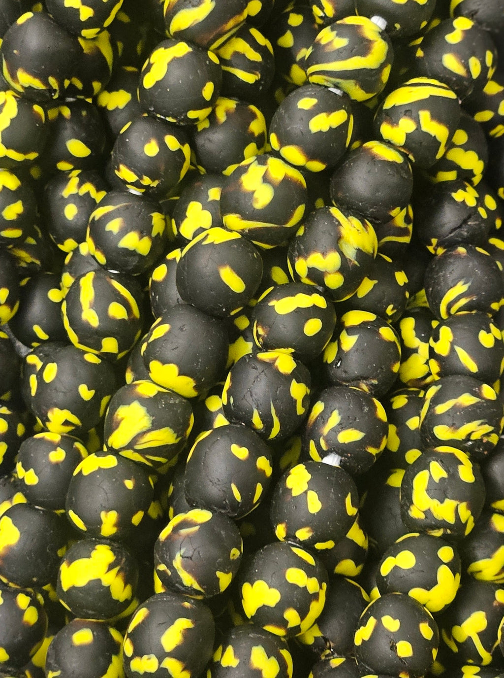 fused african recycled glass round beads #3512 side view