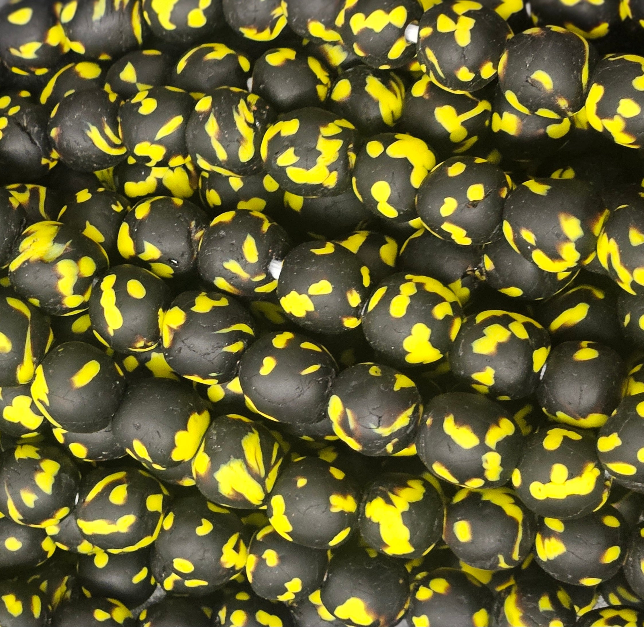 fused african recycled glass round beads #3512 close up