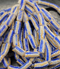 painted african recycled glass tube beads #1501 silver gray strand