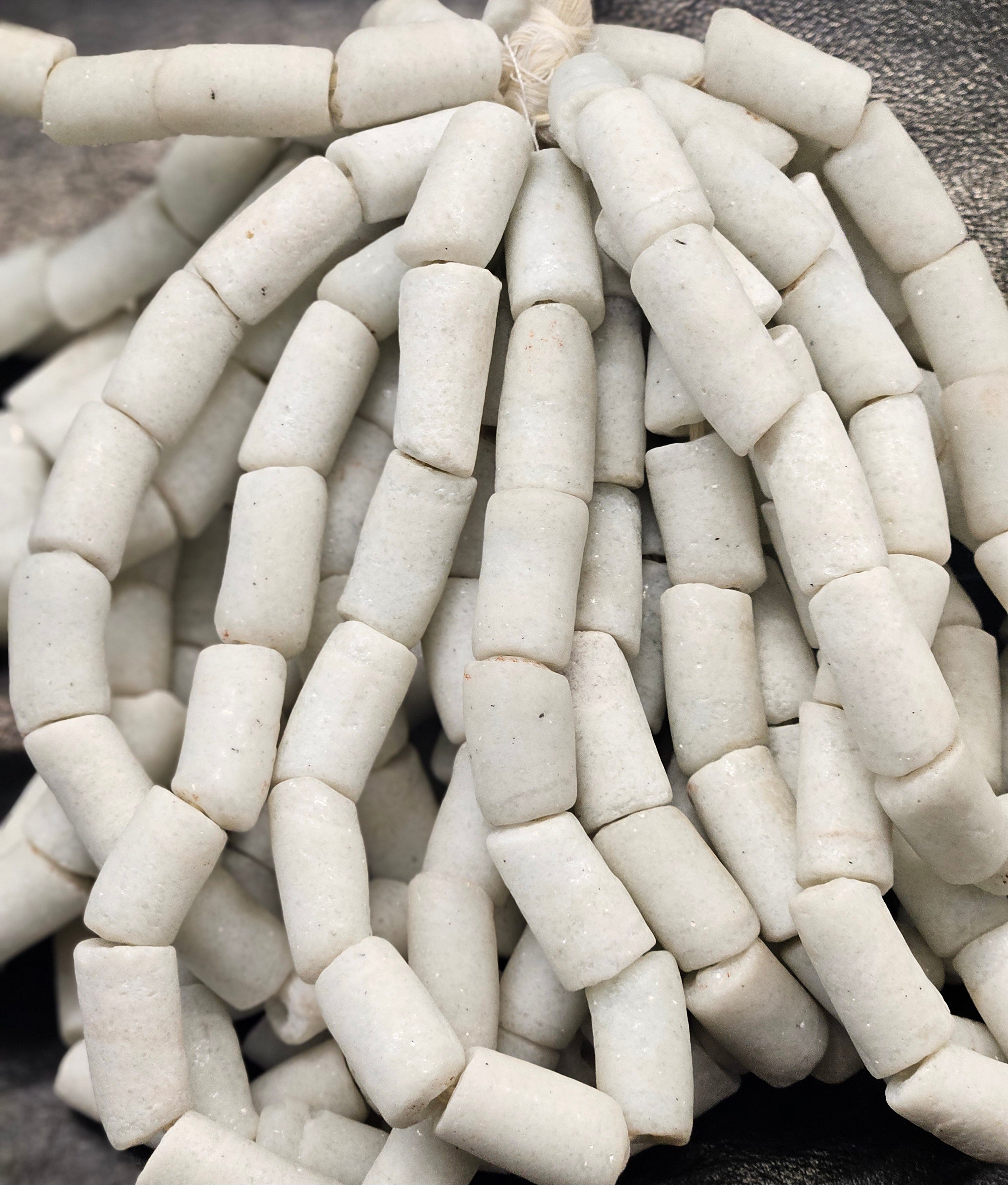 african recycled glass tube beads #1401 close up