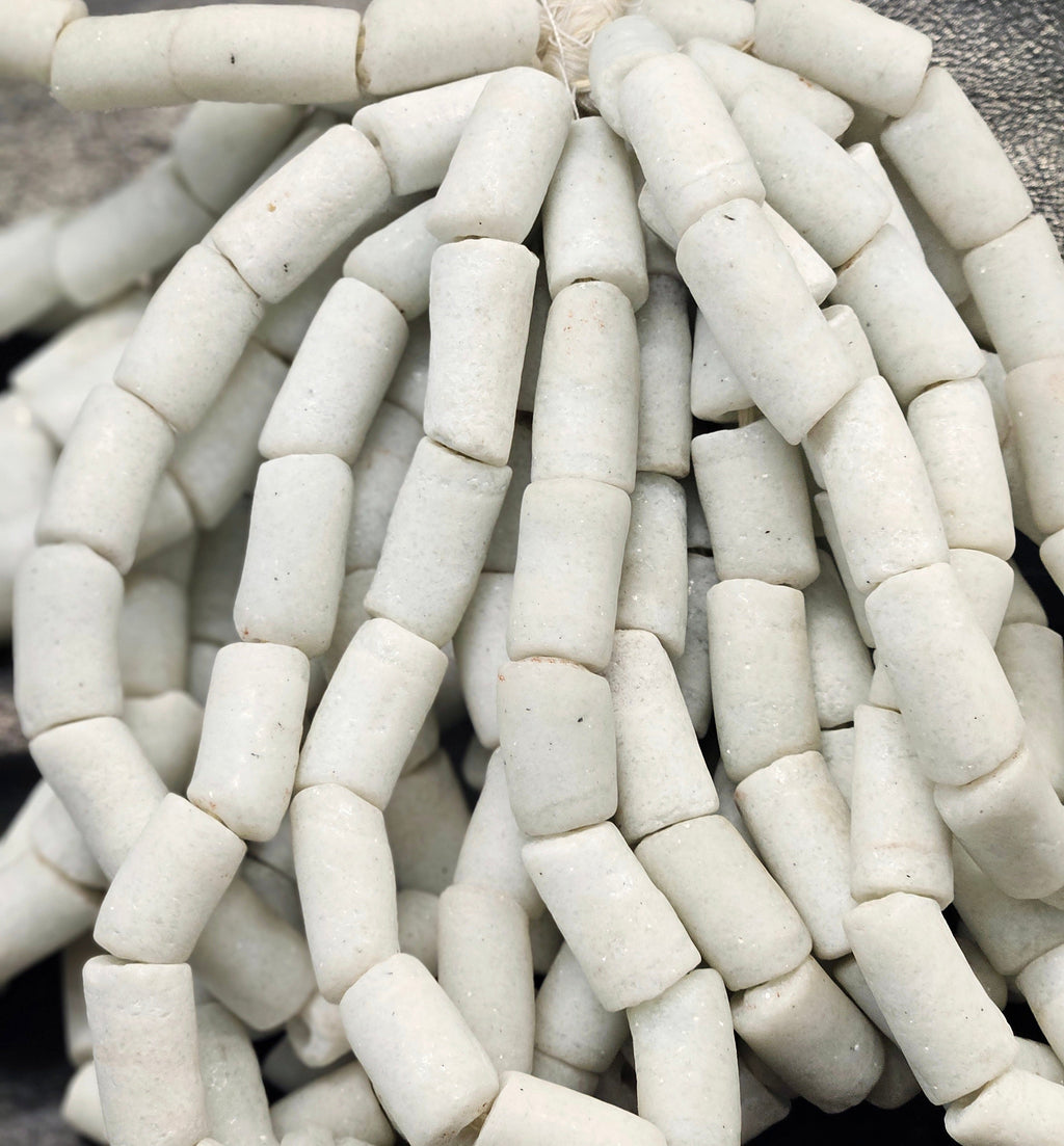 african recycled glass tube beads #1401 detail view