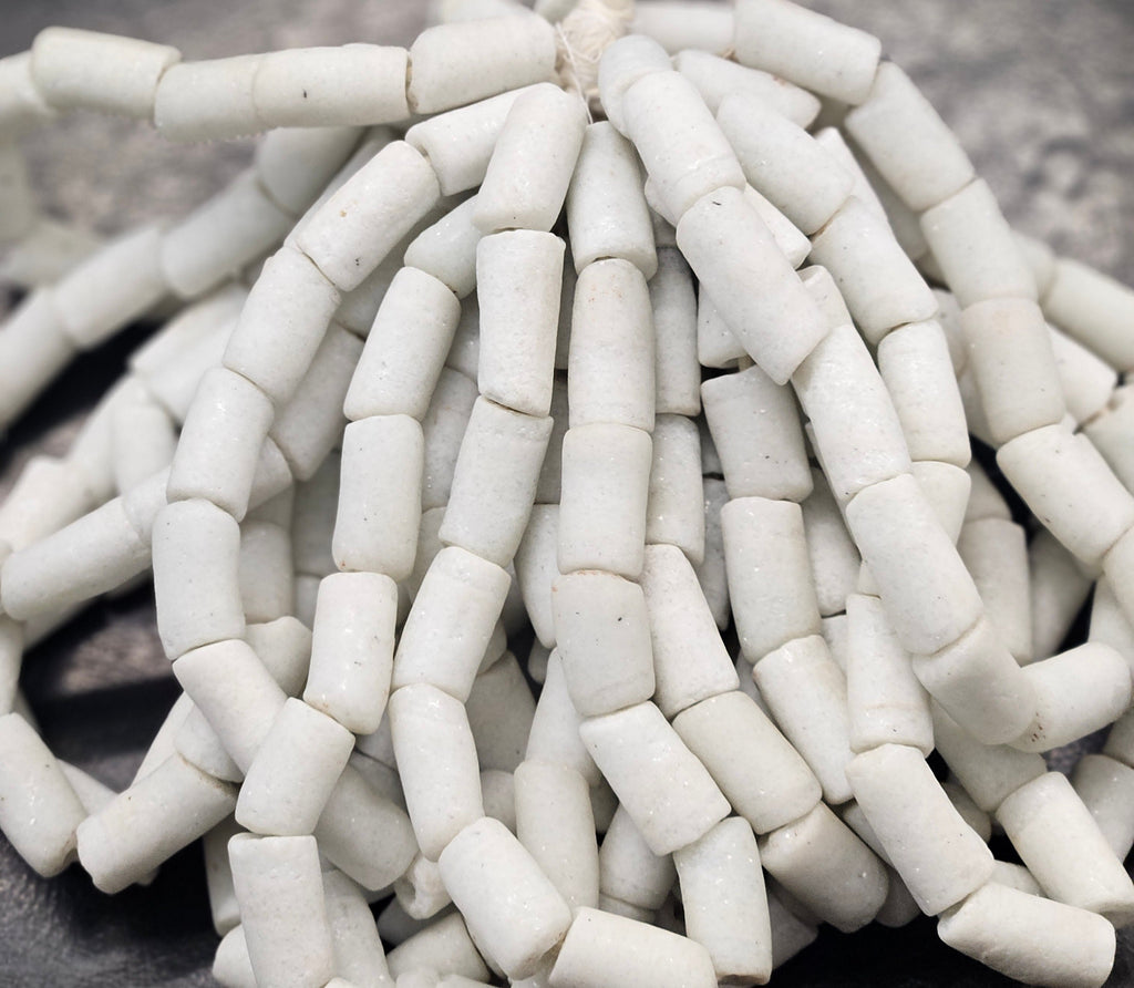 african recycled glass tube beads #1401 side view