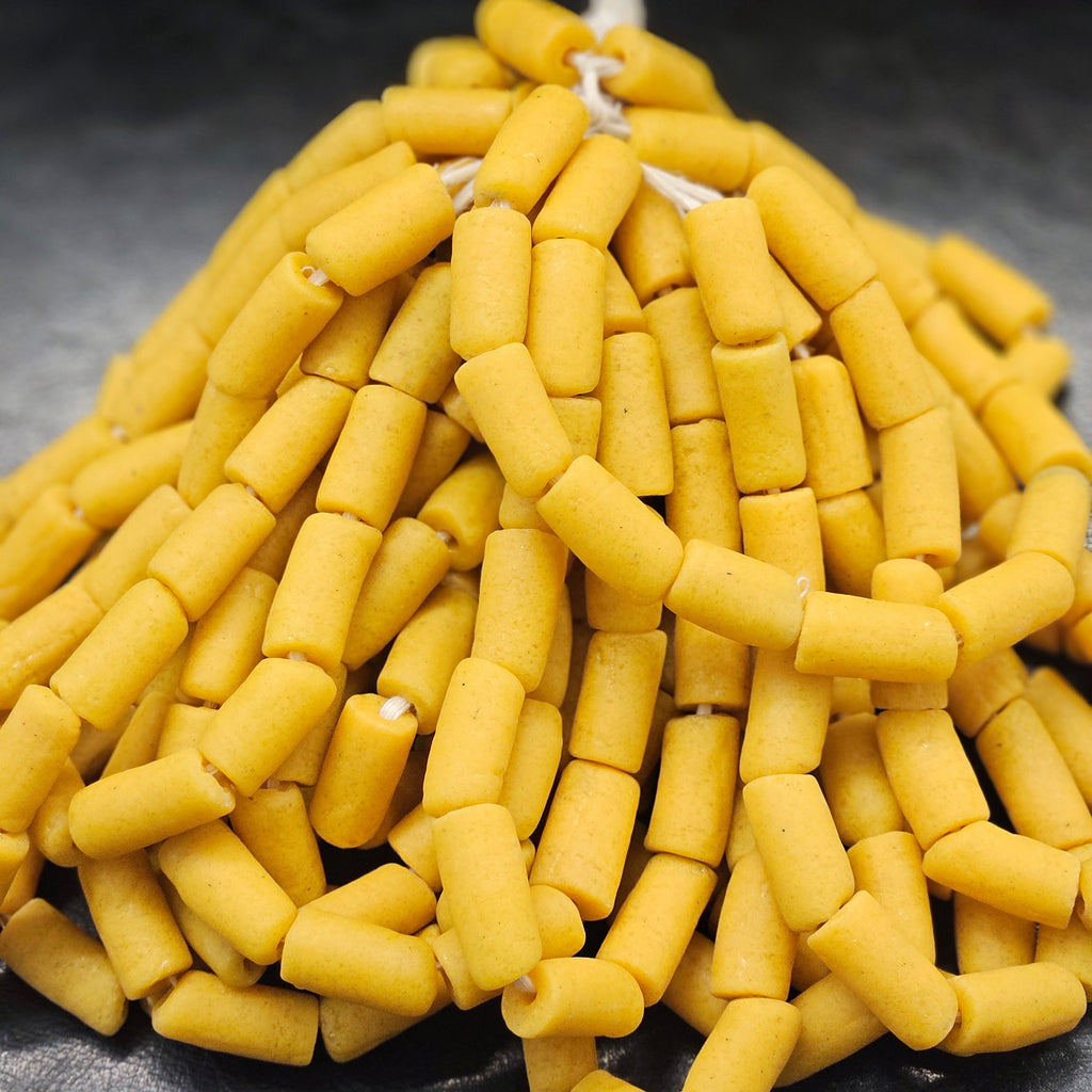 african recycled glass tube beads #1404 side view
