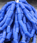 painted african recycled glass tube beads #1403 blue strand