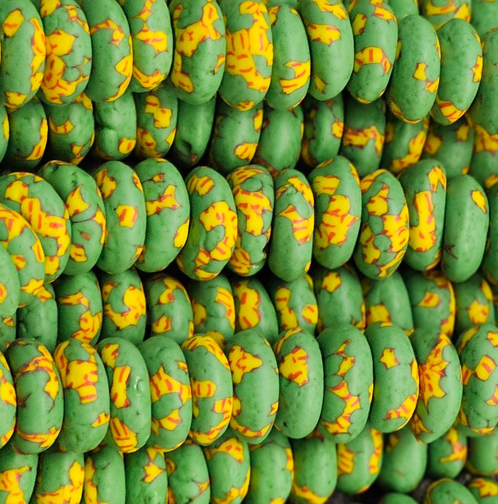xlarge refractured african recycled glass spacer beads #3820 detail view