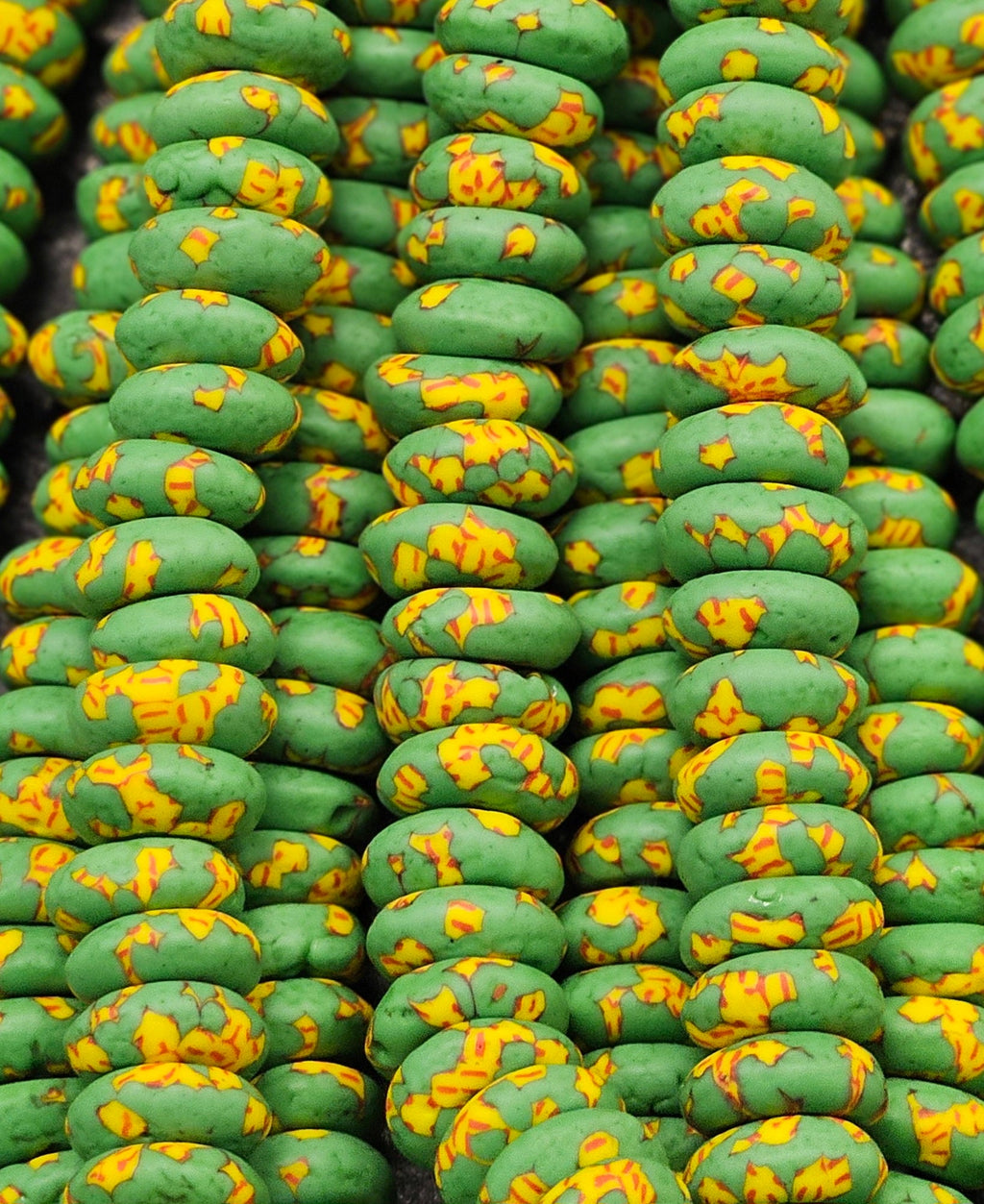 xlarge refractured african recycled glass spacer beads #3820 green strand