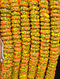 orange yellow fused krobo rondelle recycled glass beads african trade beads ghana