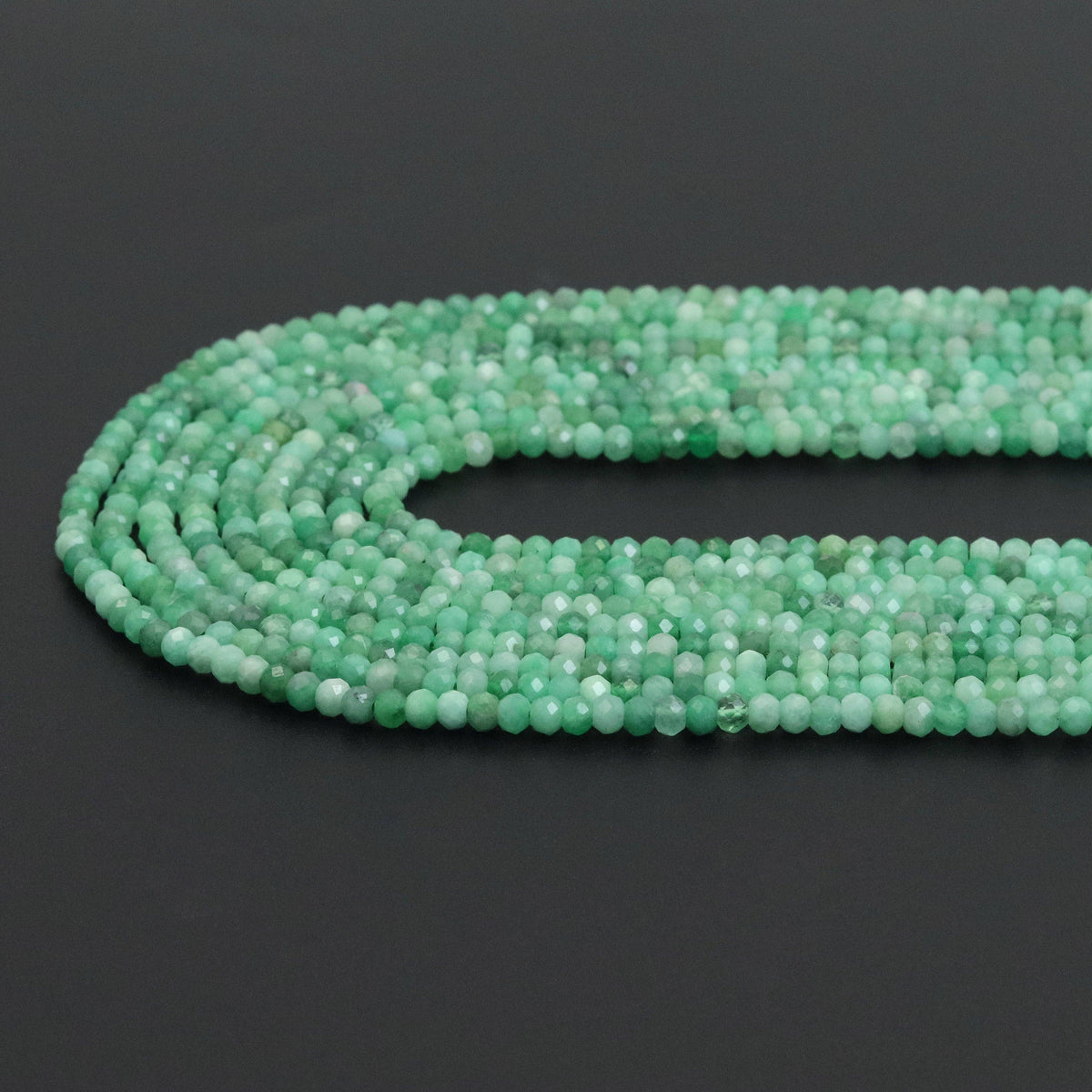 Emerald Faceted Rondelle Bead Strand – 2 × 3mm or 3 × 4mm