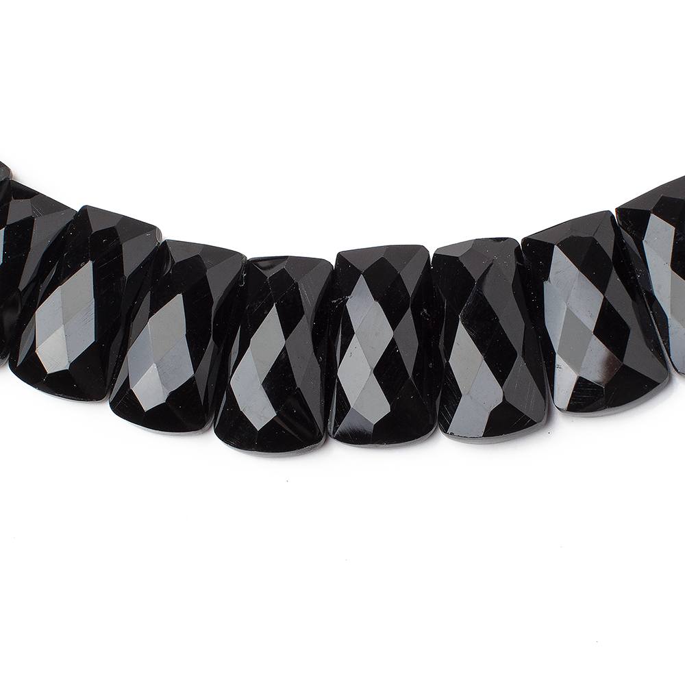 Black Onyx Faceted Fancy Collar Beads, 20x8–26x11mm, 44-Bead Strand