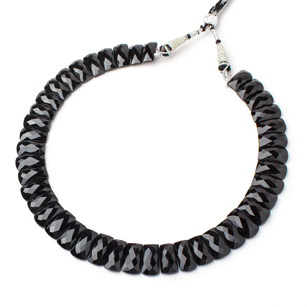Black Onyx Faceted Fancy Collar Beads, 20x8–26x11mm, 44-Bead Strand