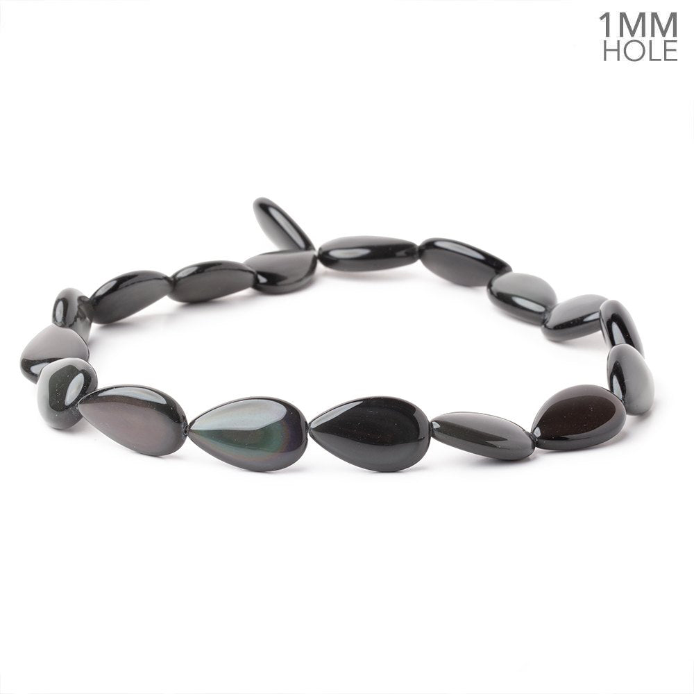 Rainbow Obsidian Smooth Pear Beads, 22.5 × 14mm, 16-Inch Strand