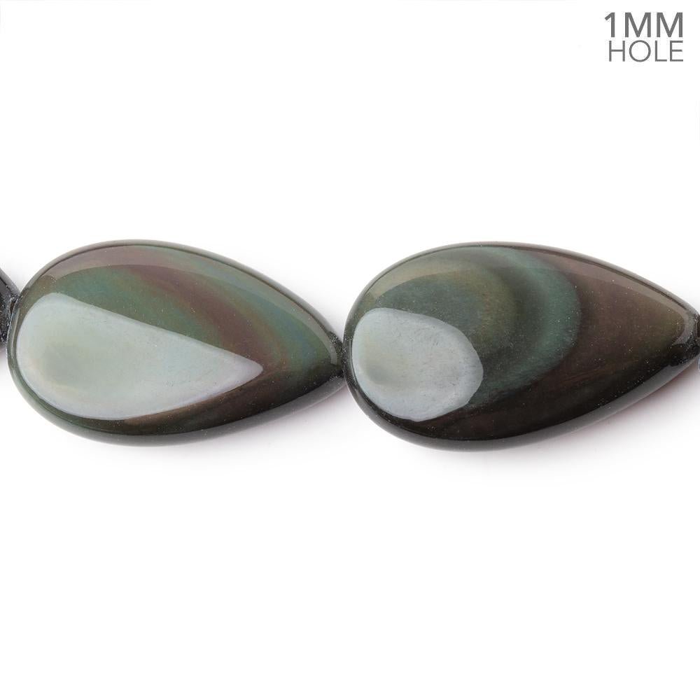 Rainbow Obsidian Smooth Pear Beads, 22.5 × 14mm, 16-Inch Strand