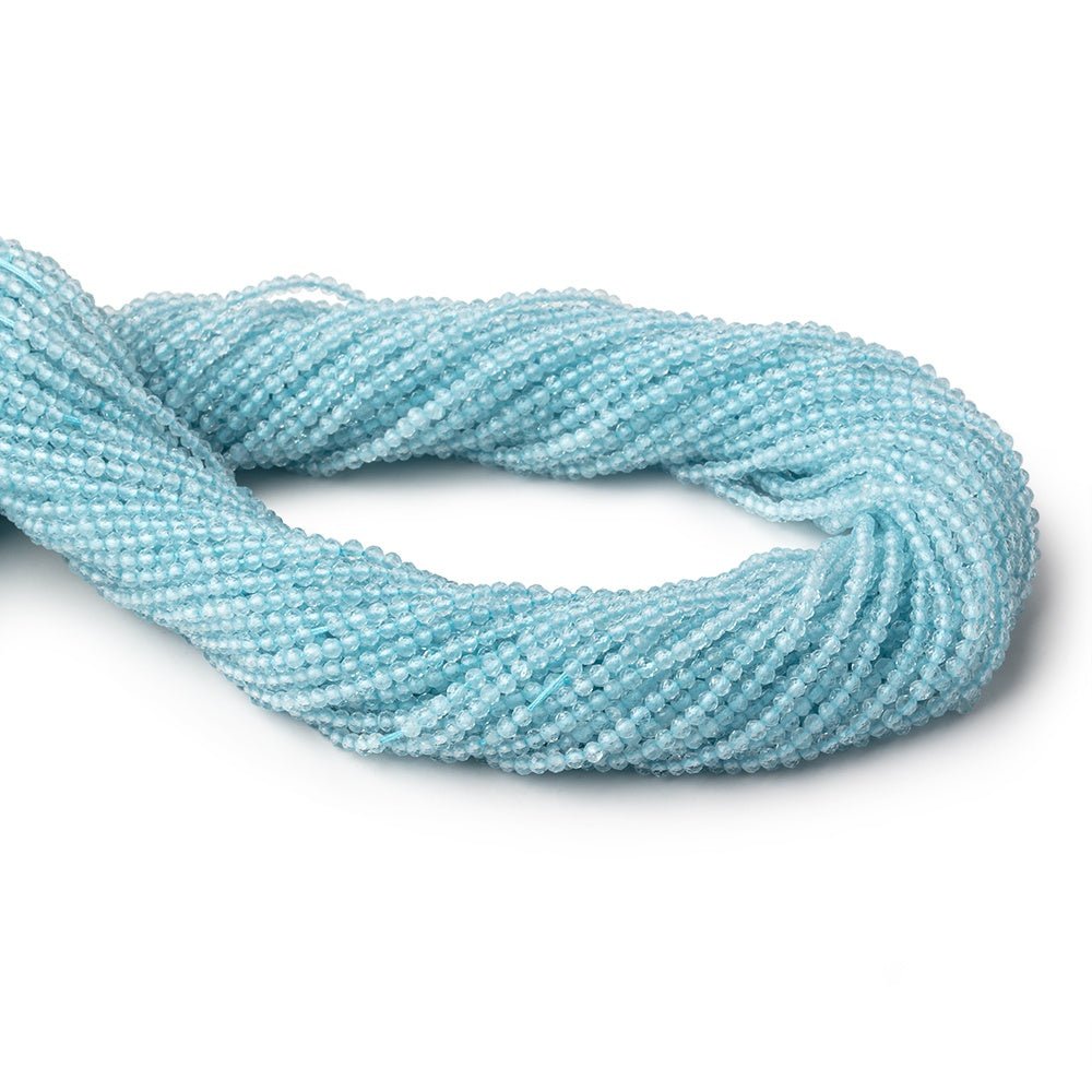 Aquamarine Micro-Faceted Round Beads, 2.2mm, 12.5-Inch Strand