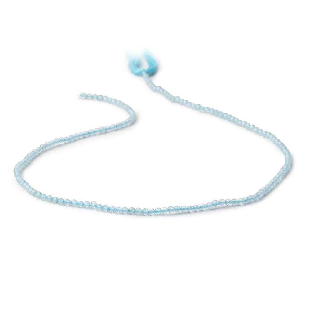 Aquamarine Micro-Faceted Round Beads, 2.2mm, 12.5-Inch Strand