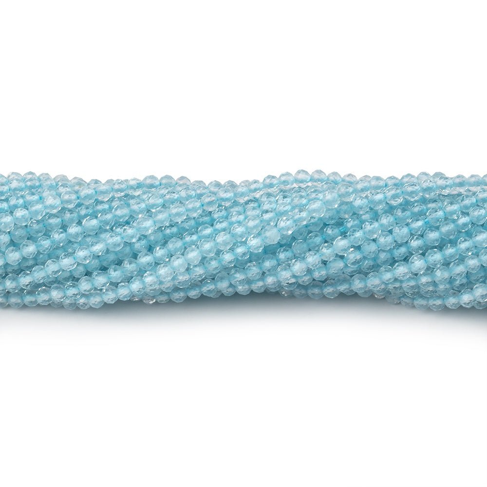 Aquamarine Micro-Faceted Round Beads, 2.2mm, 12.5-Inch Strand