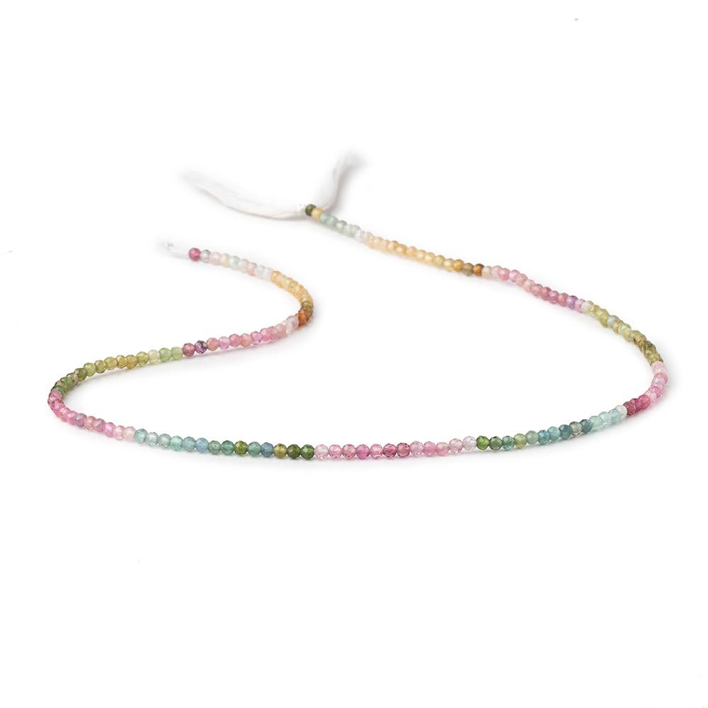 Multicolor Tourmaline Micro-Faceted Round Beads, 2.2mm, 12.5-Inch Strand