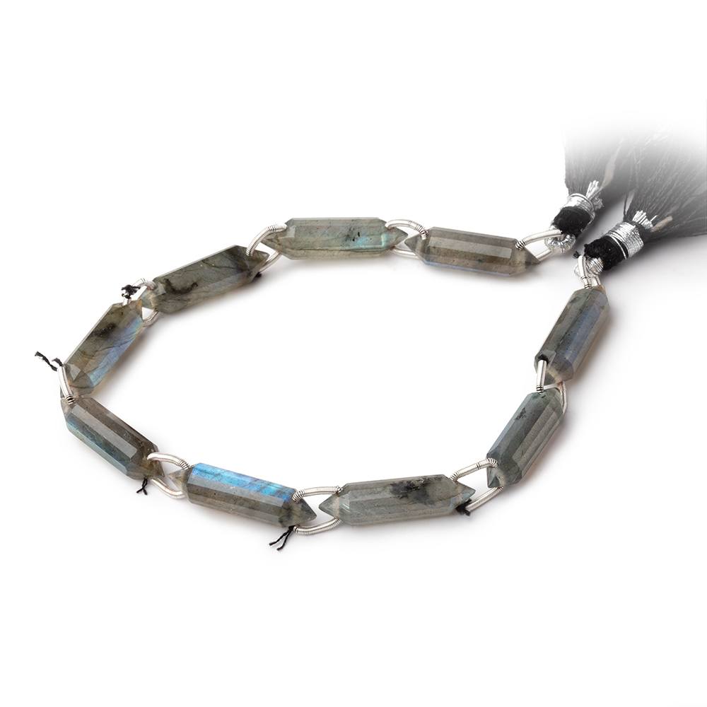 22x6mm Labradorite Double-Drilled Faceted Point Beads, 7-Inch Strand