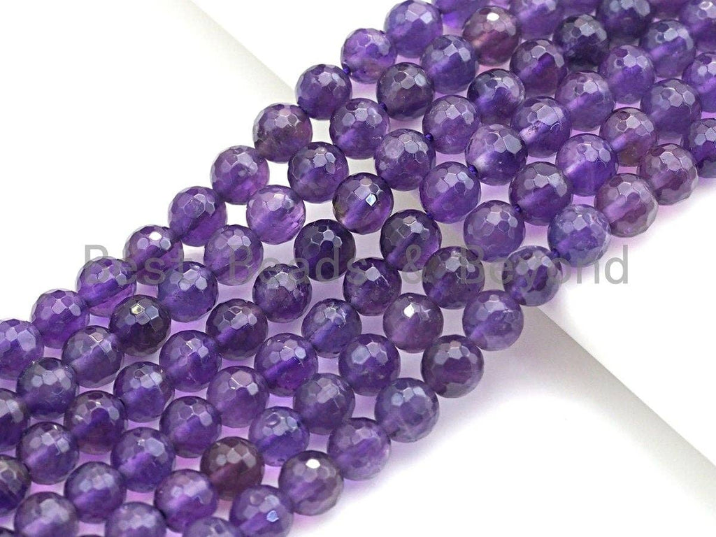 Amethyst Faceted Round Beads, 4–12mm, 15.5-Inch Strand