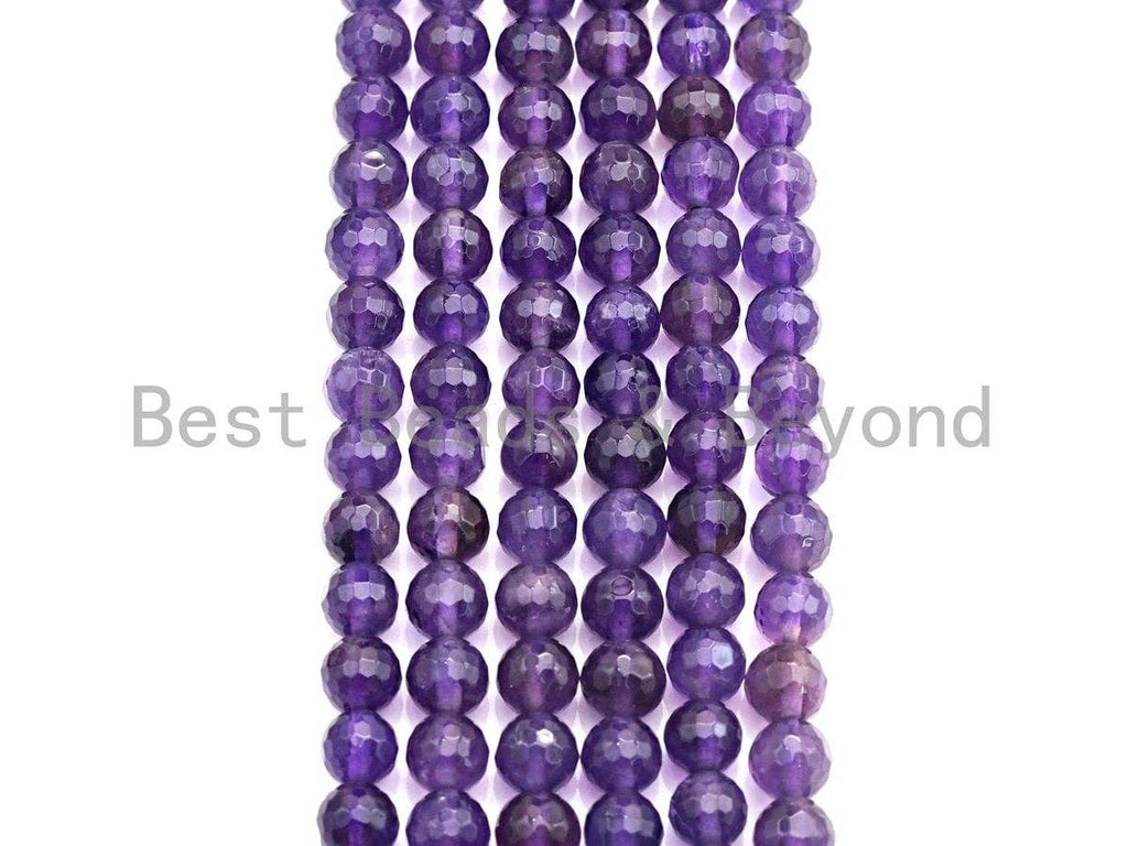 Amethyst Faceted Round Beads, 4–12mm, 15.5-Inch Strand