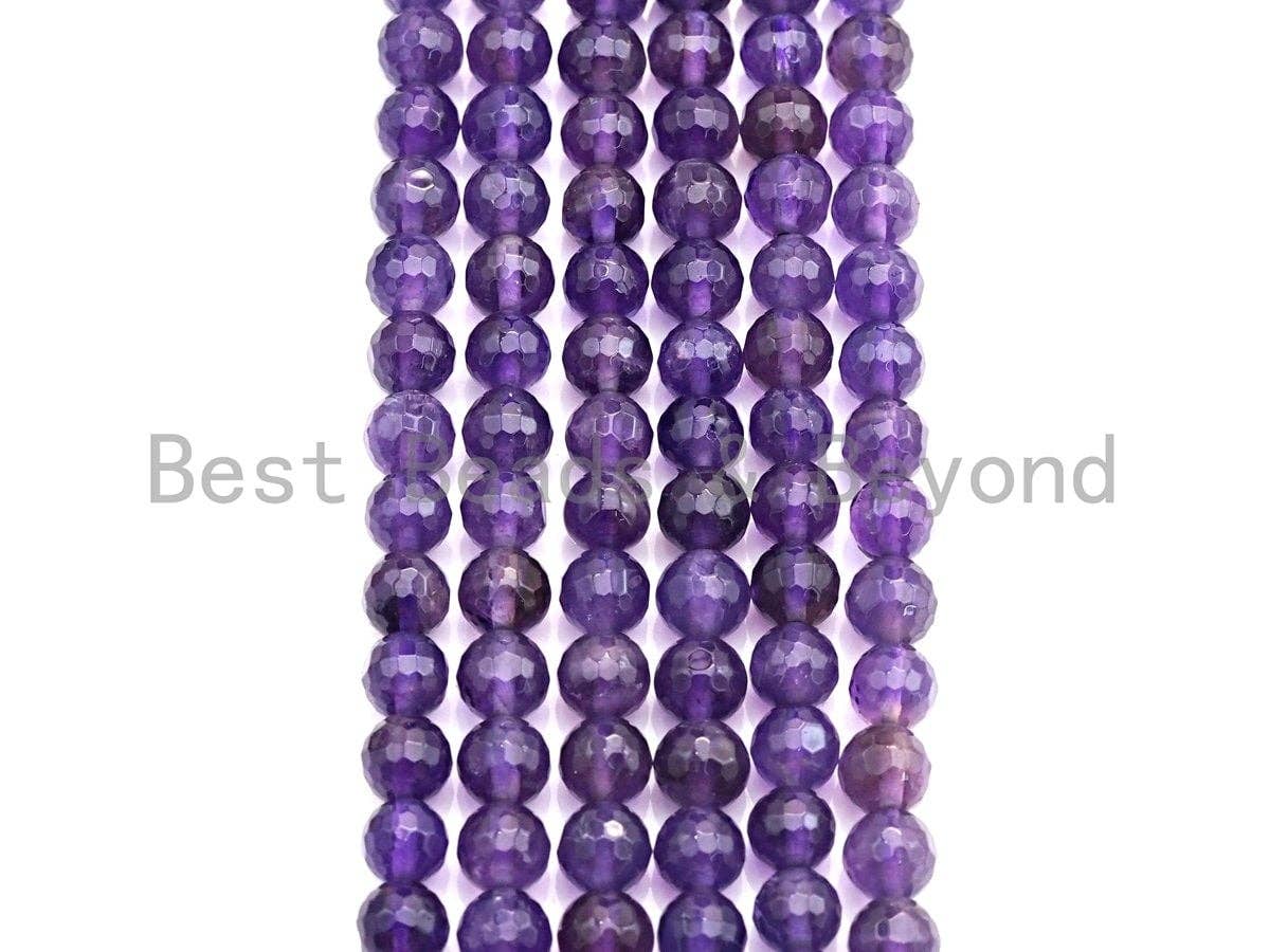 Amethyst Faceted Round Beads, 4–12mm, 15.5-Inch Strand