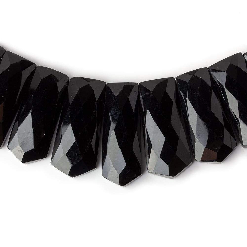 Black Onyx Faceted Fancy Collar Beads, 23x10–27x11mm, 40-Bead Strand