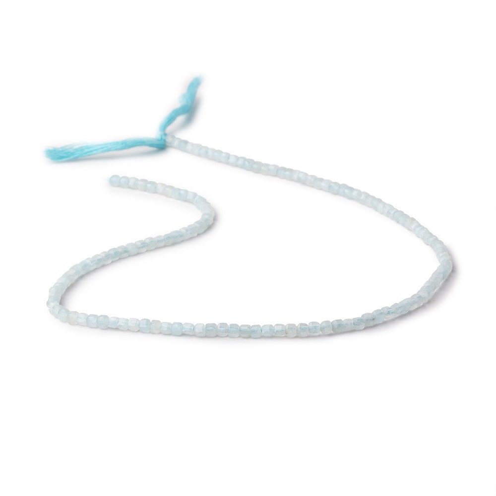Aquamarine Micro-Faceted Cube Beads, 2.5mm, 12.5-Inch Strand