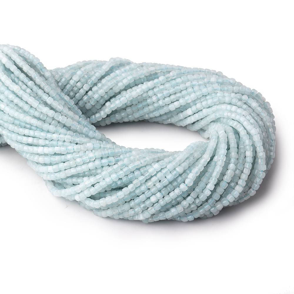 Aquamarine Micro-Faceted Cube Beads, 2.5mm, 12.5-Inch Strand