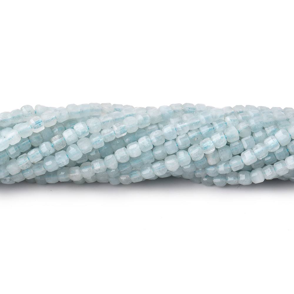 Aquamarine Micro-Faceted Cube Beads, 2.5mm, 12.5-Inch Strand