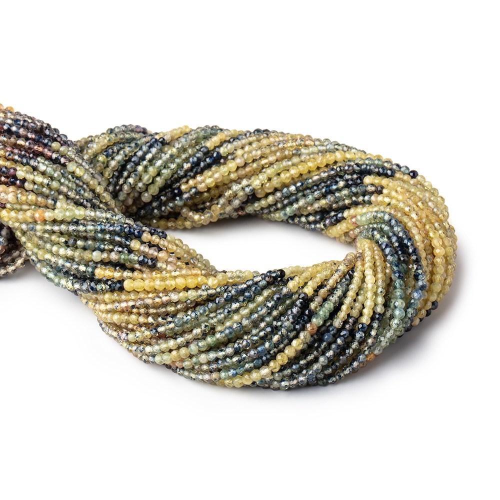 Multi Color Fancy Sapphire Micro-Faceted Rondelle Beads, 2.5mm, 12.5-Inch Strand