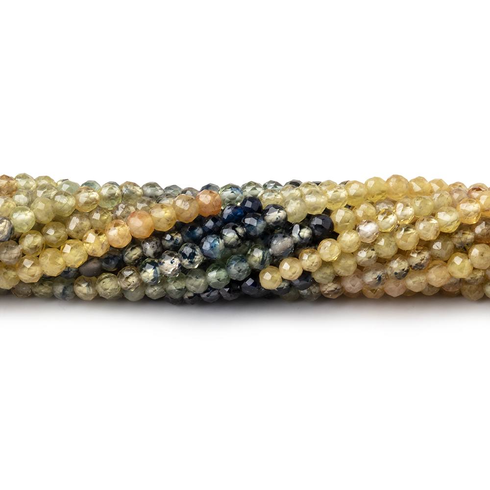 Multi Color Fancy Sapphire Micro-Faceted Rondelle Beads, 2.5mm, 12.5-Inch Strand