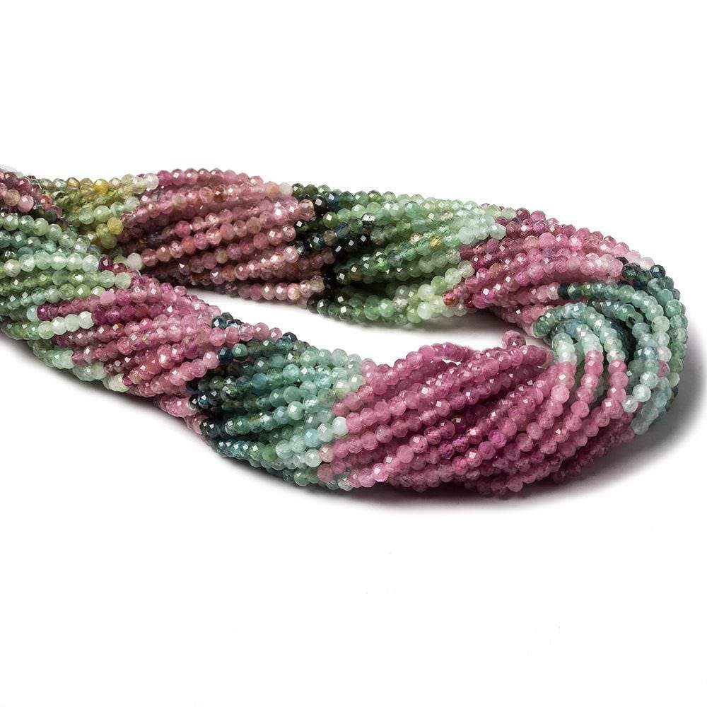 Multicolor Tourmaline Micro-Faceted Rondelle Beads, 2.5mm, 12.5-Inch Strand