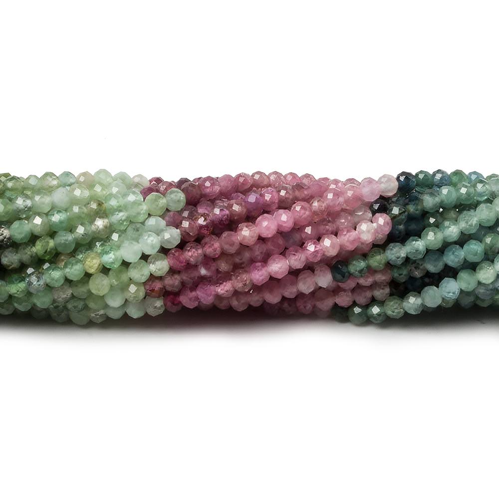 Multicolor Tourmaline Micro-Faceted Rondelle Beads, 2.5mm, 12.5-Inch Strand