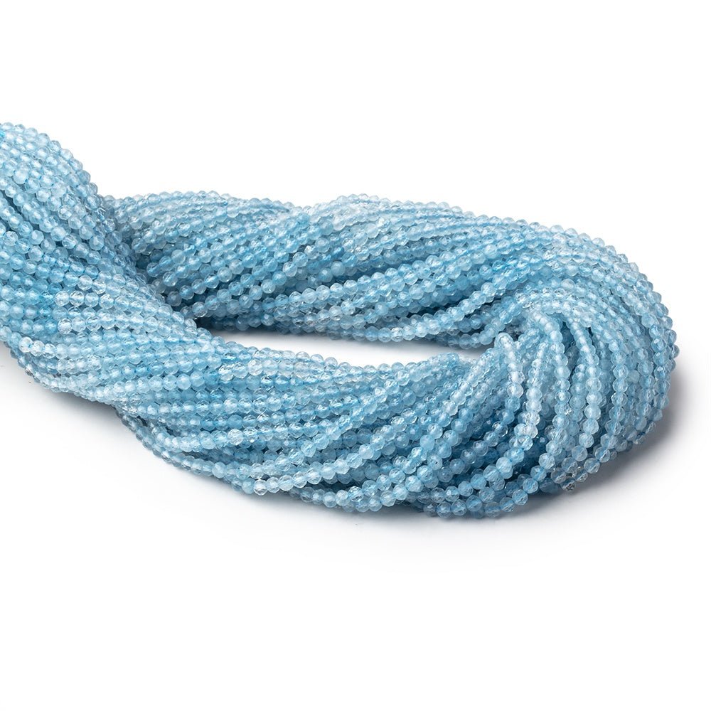 Shaded Aquamarine Micro-Faceted Round Beads, 2.5mm, 12.25-Inch Strand