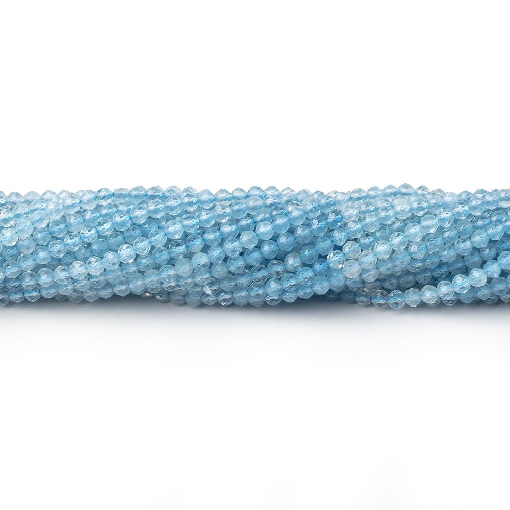 Shaded Aquamarine Micro-Faceted Round Beads, 2.5mm, 12.25-Inch Strand