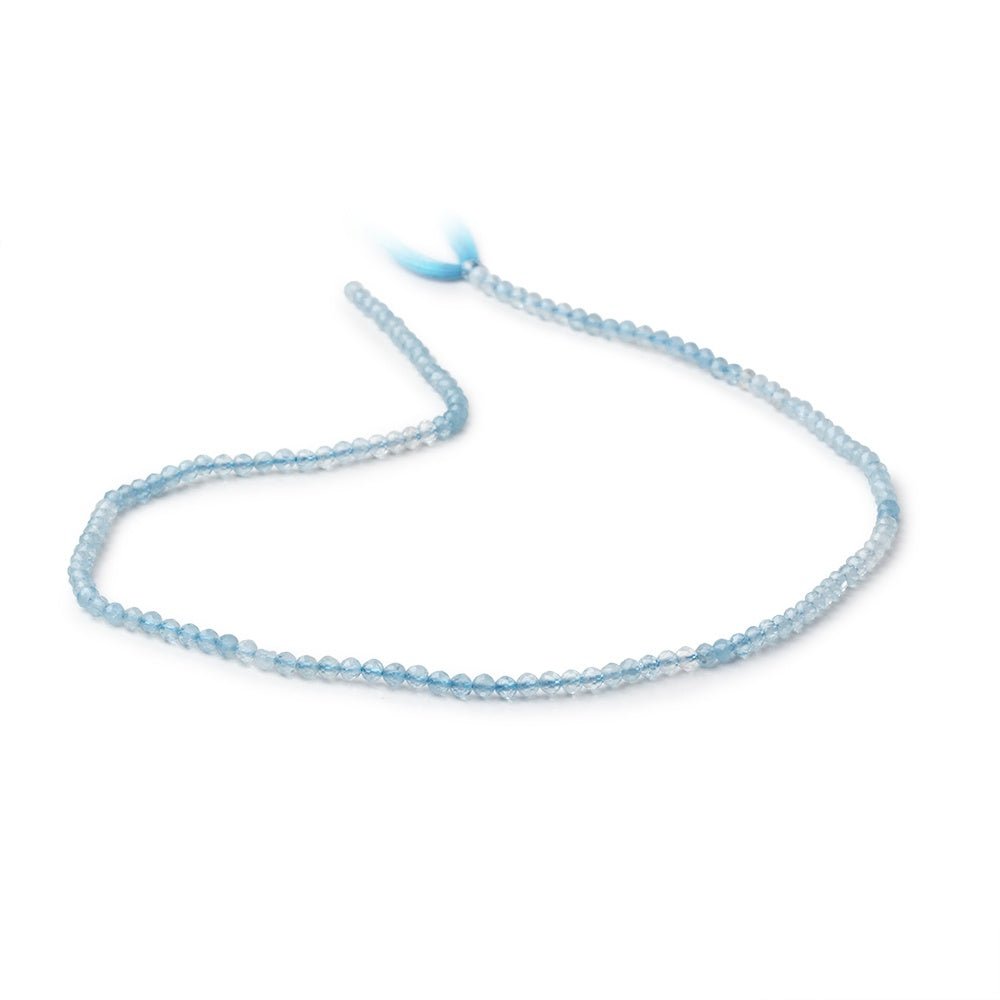 Shaded Aquamarine Micro-Faceted Round Beads, 2.5mm, 12.25-Inch Strand