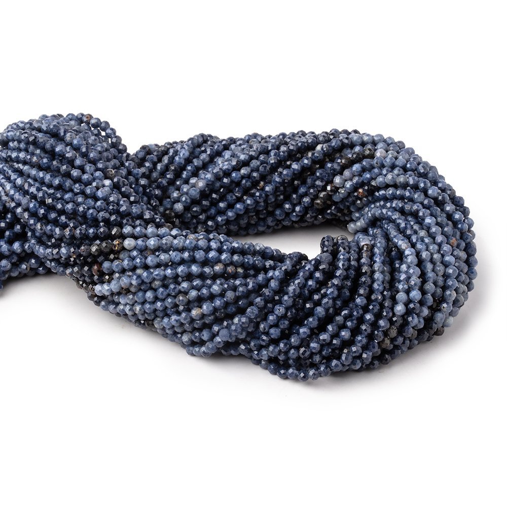 Shaded Blue Sapphire Micro-Faceted Round Beads, 2.5mm, 12.25-Inch Strand