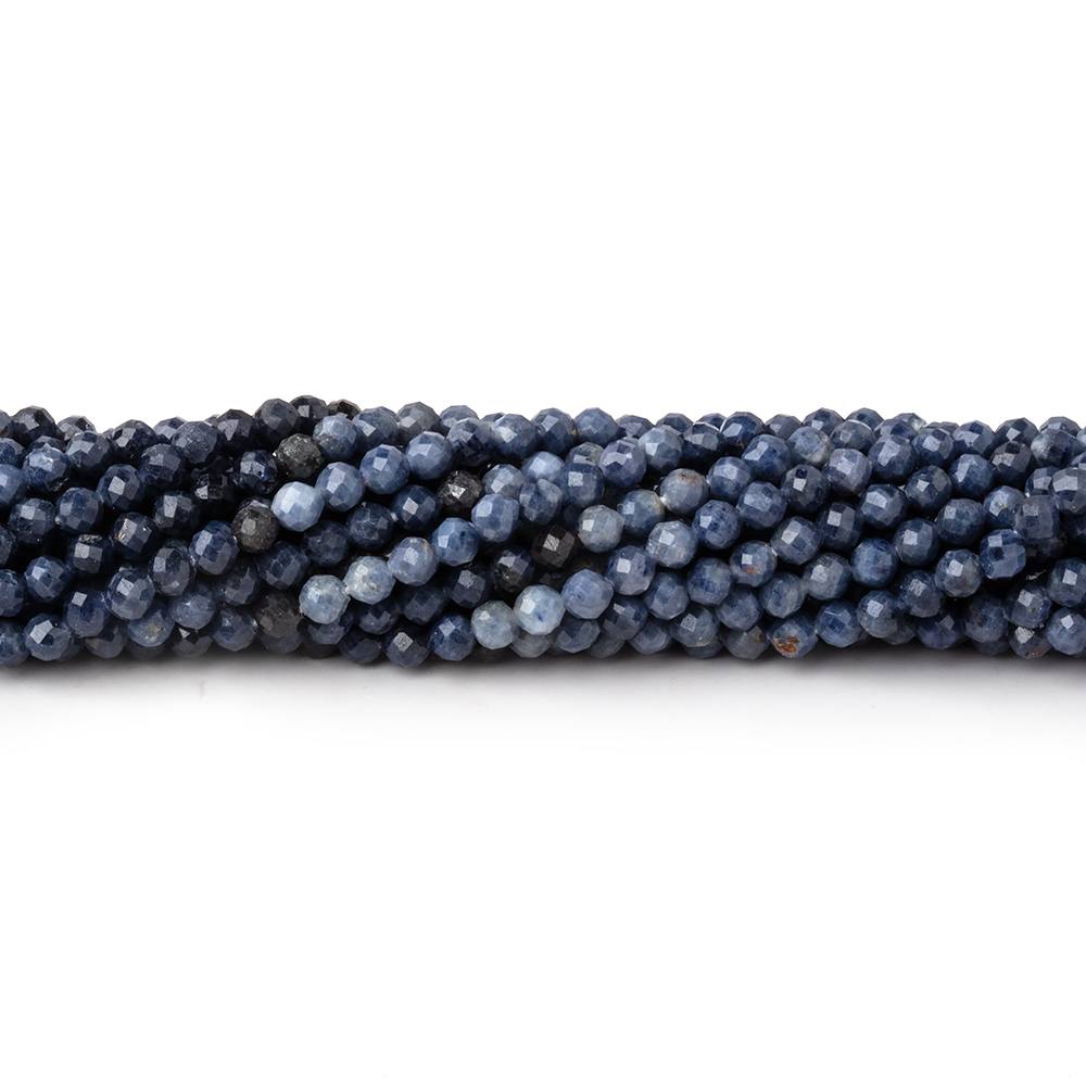Shaded Blue Sapphire Micro-Faceted Round Beads, 2.5mm, 12.25-Inch Strand