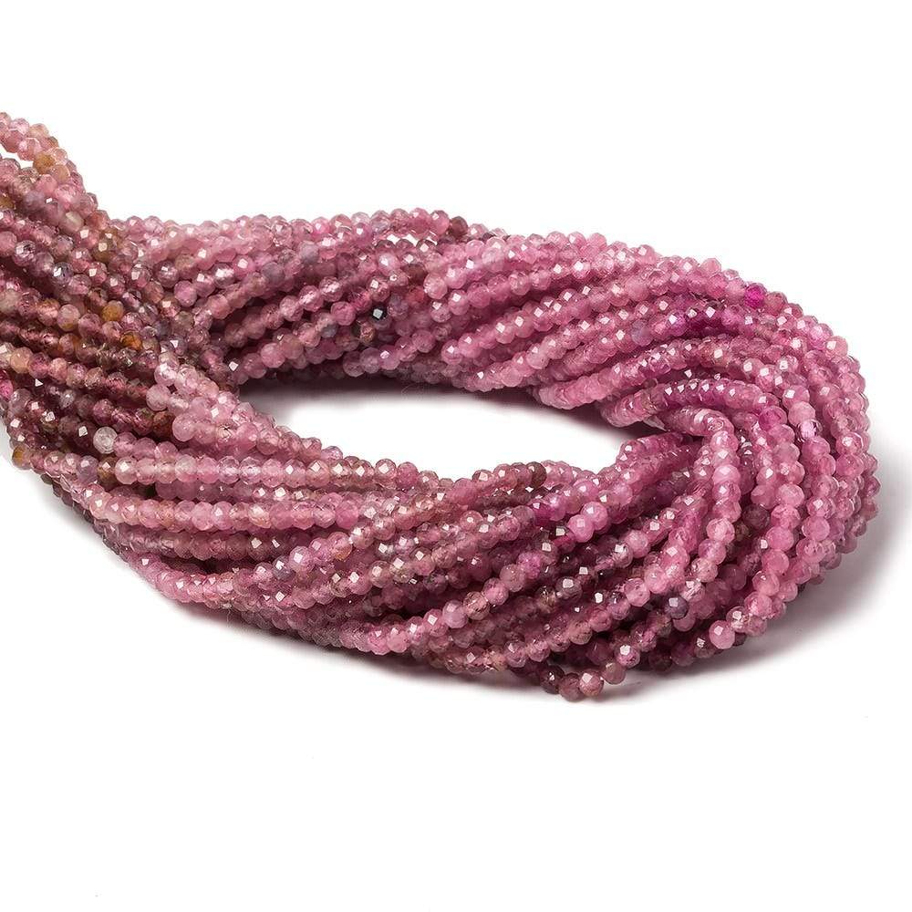 Shaded Pink Tourmaline Micro-Faceted Rondelle Beads, 2.5mm, 13-Inch Strand