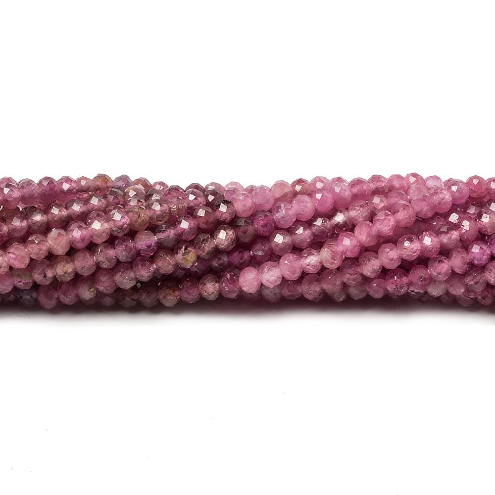 Shaded Pink Tourmaline Micro-Faceted Rondelle Beads, 2.5mm, 13-Inch Strand