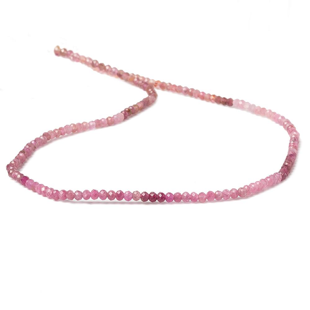 Shaded Pink Tourmaline Micro-Faceted Rondelle Beads, 2.5mm, 13-Inch Strand