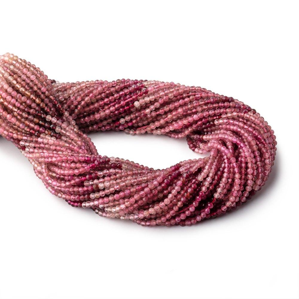 Shaded Pink Tourmaline Micro-Faceted Round Beads, 2.5mm, 13-Inch Strand