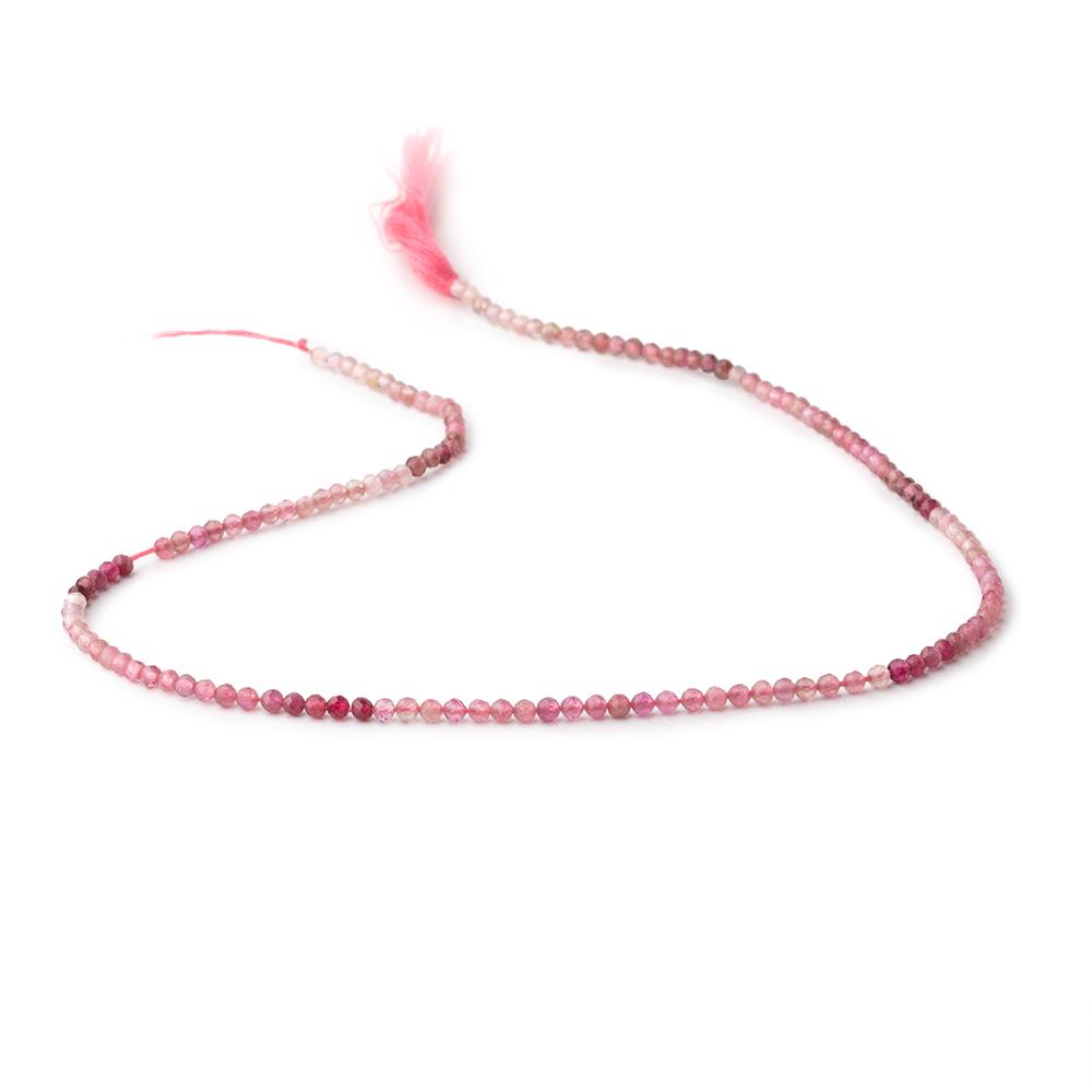 Shaded Pink Tourmaline Micro-Faceted Round Beads, 2.5mm, 13-Inch Strand