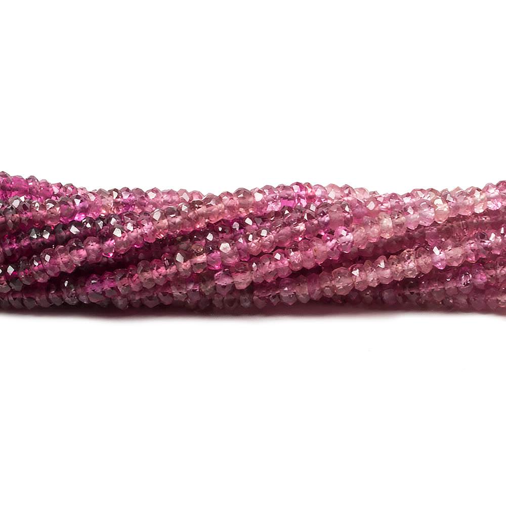 Shaded Rubellite Tourmaline Faceted Rondelle Beads, 2.5mm, 13-Inch Strand